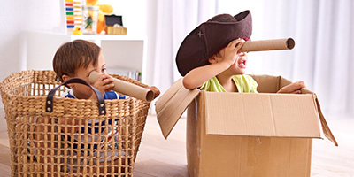Shot of two young boys playing make believe as pirates