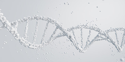 digitale DNA Doppel Helix in weiß vor weißem Hintergrund